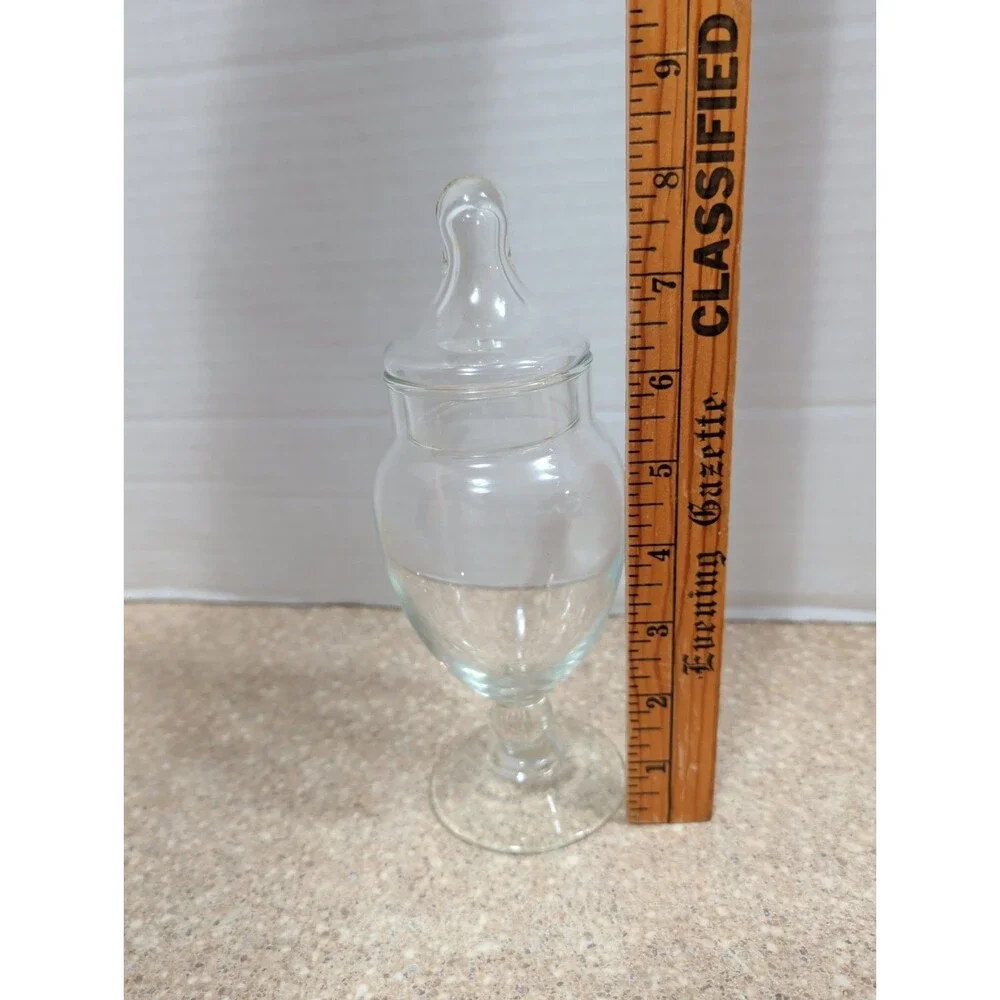 Clear Glass Apothecary Jar with Lid 8 1/4